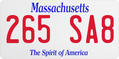 MA license plate 265SA8