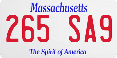 MA license plate 265SA9