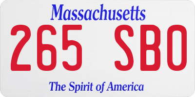 MA license plate 265SB0