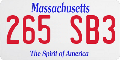 MA license plate 265SB3
