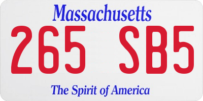 MA license plate 265SB5