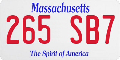 MA license plate 265SB7