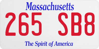 MA license plate 265SB8