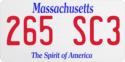 MA license plate 265SC3