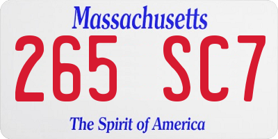 MA license plate 265SC7