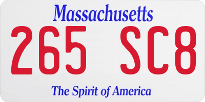 MA license plate 265SC8