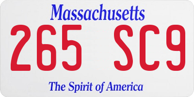 MA license plate 265SC9