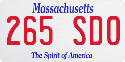 MA license plate 265SD0