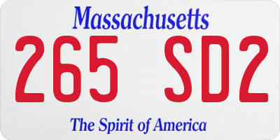 MA license plate 265SD2
