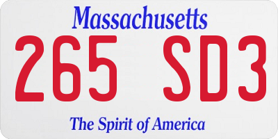 MA license plate 265SD3