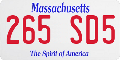 MA license plate 265SD5