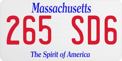 MA license plate 265SD6