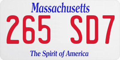 MA license plate 265SD7