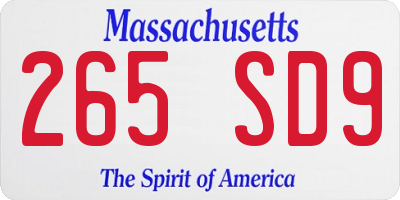 MA license plate 265SD9