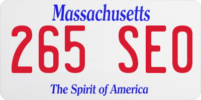 MA license plate 265SE0