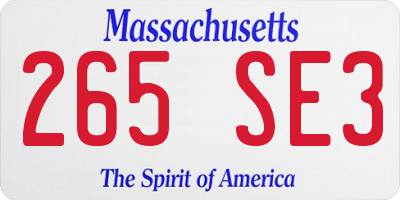 MA license plate 265SE3