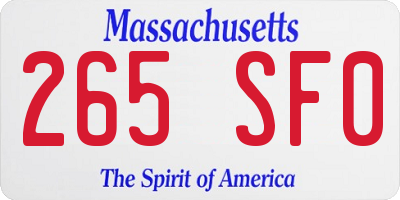 MA license plate 265SF0