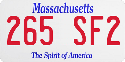 MA license plate 265SF2