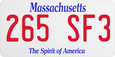 MA license plate 265SF3