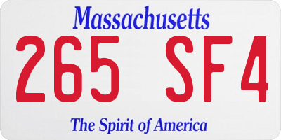 MA license plate 265SF4