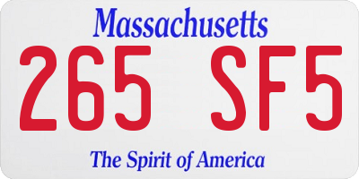 MA license plate 265SF5