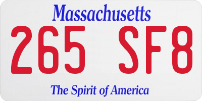 MA license plate 265SF8