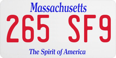 MA license plate 265SF9
