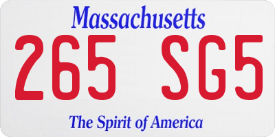 MA license plate 265SG5