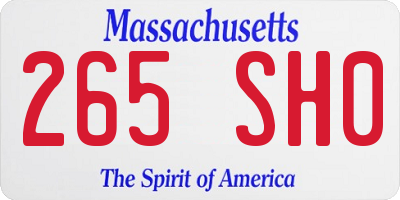 MA license plate 265SH0