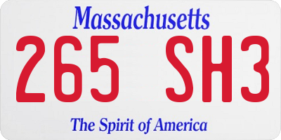 MA license plate 265SH3