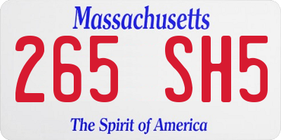 MA license plate 265SH5