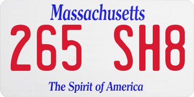 MA license plate 265SH8