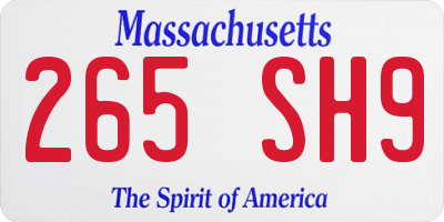 MA license plate 265SH9