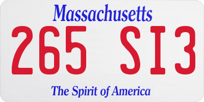 MA license plate 265SI3