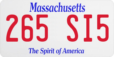 MA license plate 265SI5