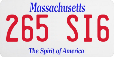 MA license plate 265SI6