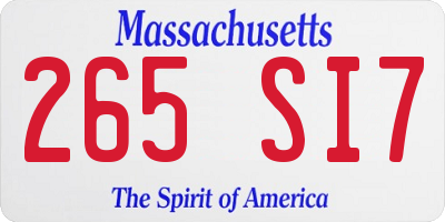 MA license plate 265SI7