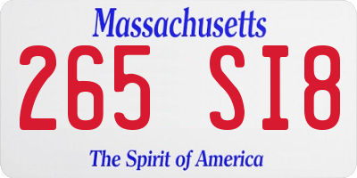MA license plate 265SI8