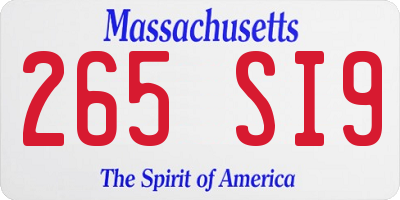 MA license plate 265SI9
