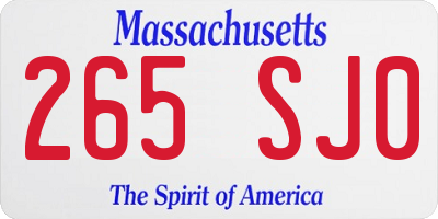 MA license plate 265SJ0