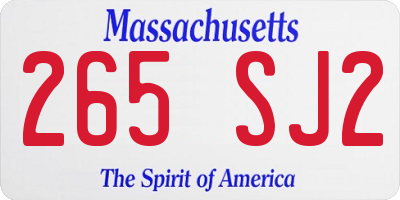 MA license plate 265SJ2