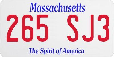 MA license plate 265SJ3