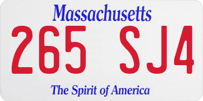 MA license plate 265SJ4