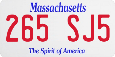 MA license plate 265SJ5