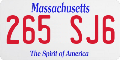 MA license plate 265SJ6
