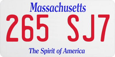 MA license plate 265SJ7