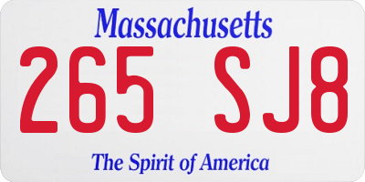 MA license plate 265SJ8
