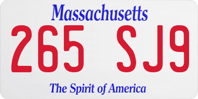 MA license plate 265SJ9