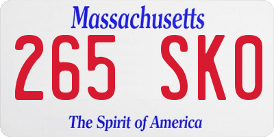 MA license plate 265SK0