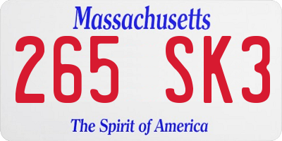 MA license plate 265SK3
